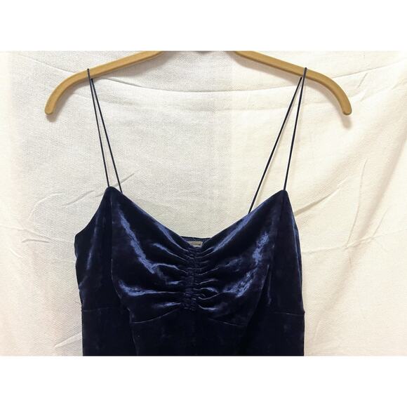 Urban Outfitters Crushed Navy Blue Velvet Mini Slip Dress Medium Y2K Minimalist - Picture 6 of 10